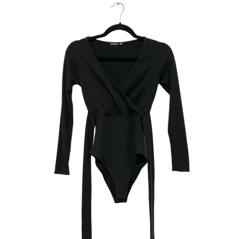 Boohoo Black Wrap Around Bodysuit